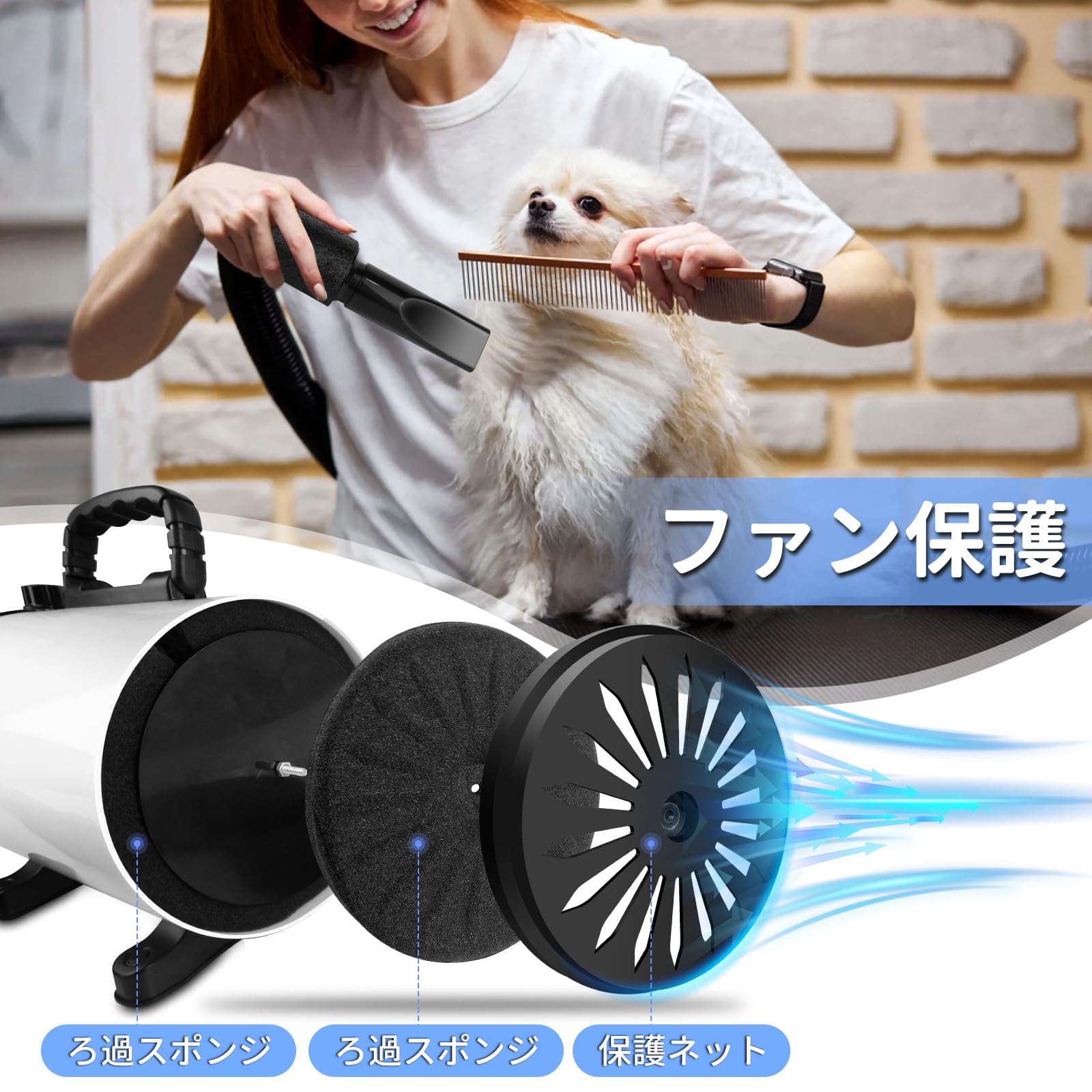 Amazon.co.jp: DayPlus ペットドライヤー 犬のドライヤー 2800W 無段階